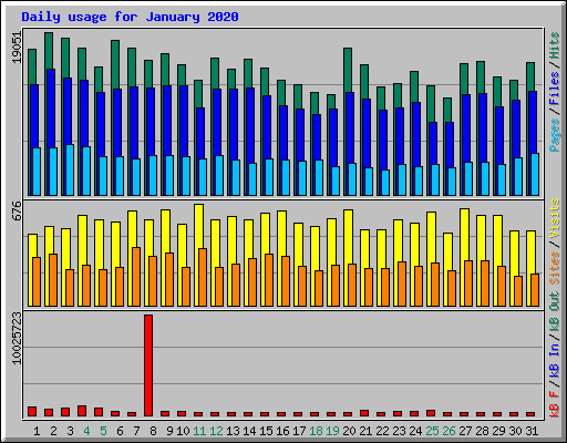 Daily usage for January 2020