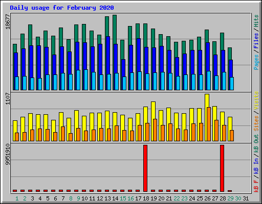 Daily usage for February 2020