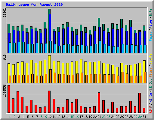 Daily usage for August 2020