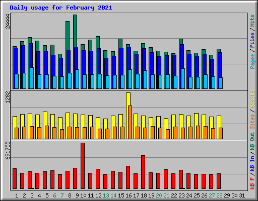 Daily usage for February 2021