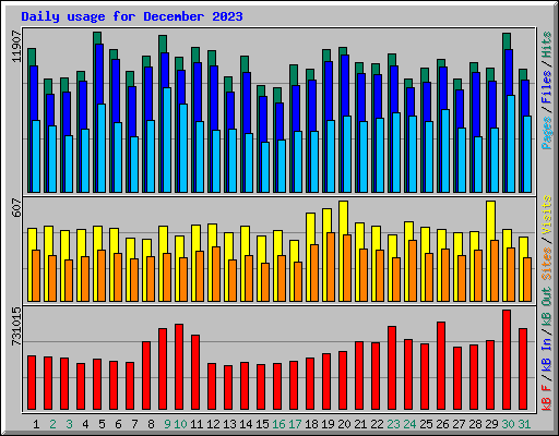 Daily usage for December 2023