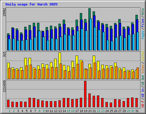 Daily usage for March 2025